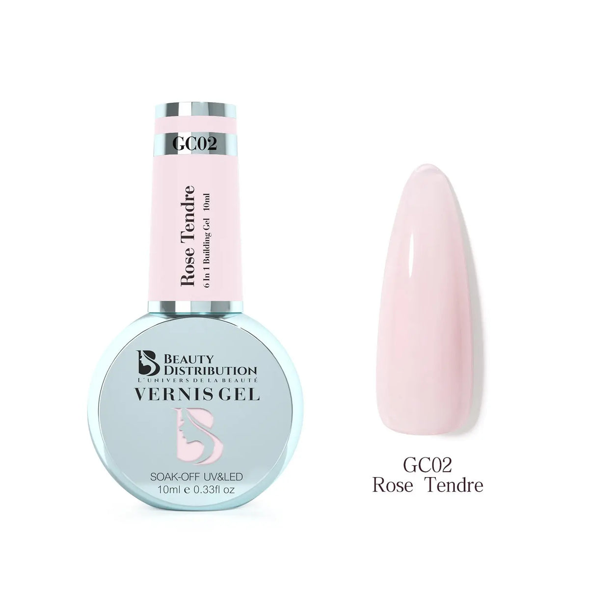 Gel de Construction 6-en-1 GC02 Rose Tendre BIAB 10ml