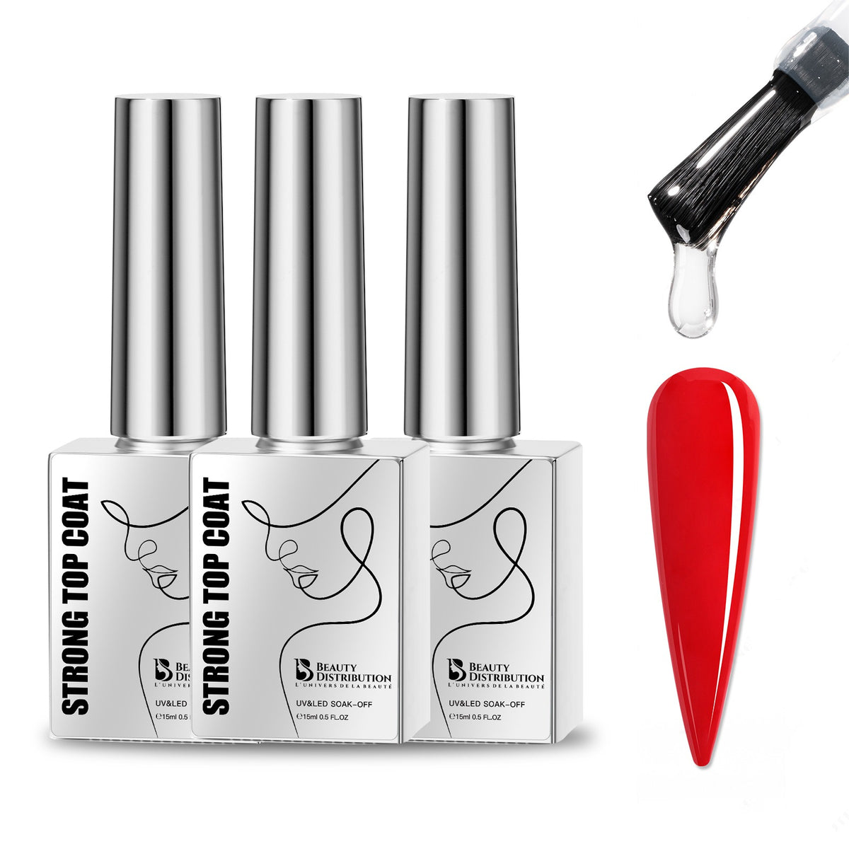 Strong Top Coat UV/LED Ultra Brillant sans résidu : L'éclat Diamant Proféssionnel 15 ml