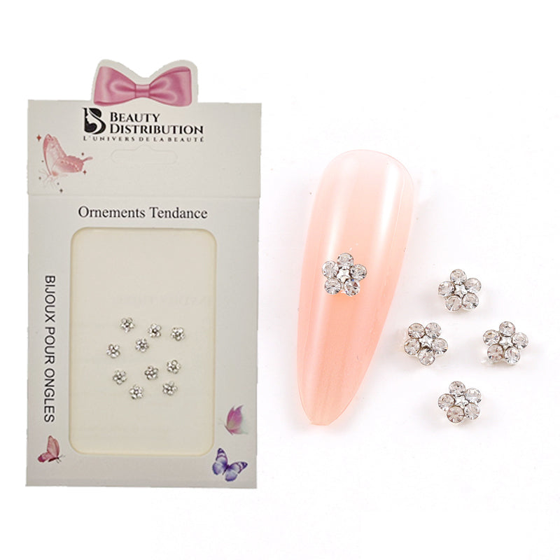Flower Rhinestone Silver