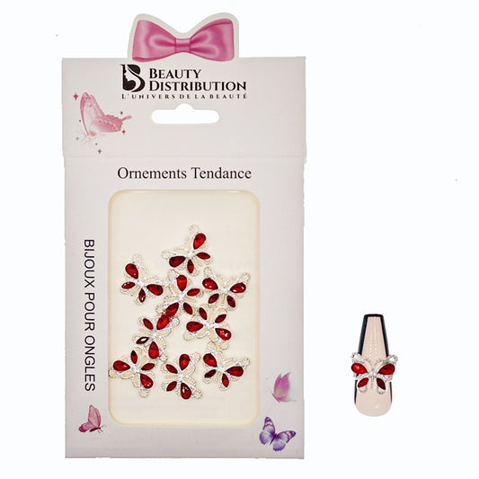 Butterfly Nail Rhinestone Rouge