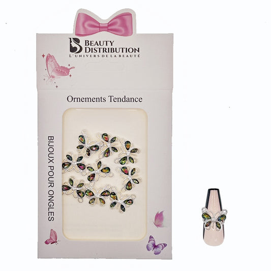 Butterfly Nail Rhinestone Vert