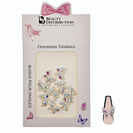 Butterfly Nail Rhinestone Holographique