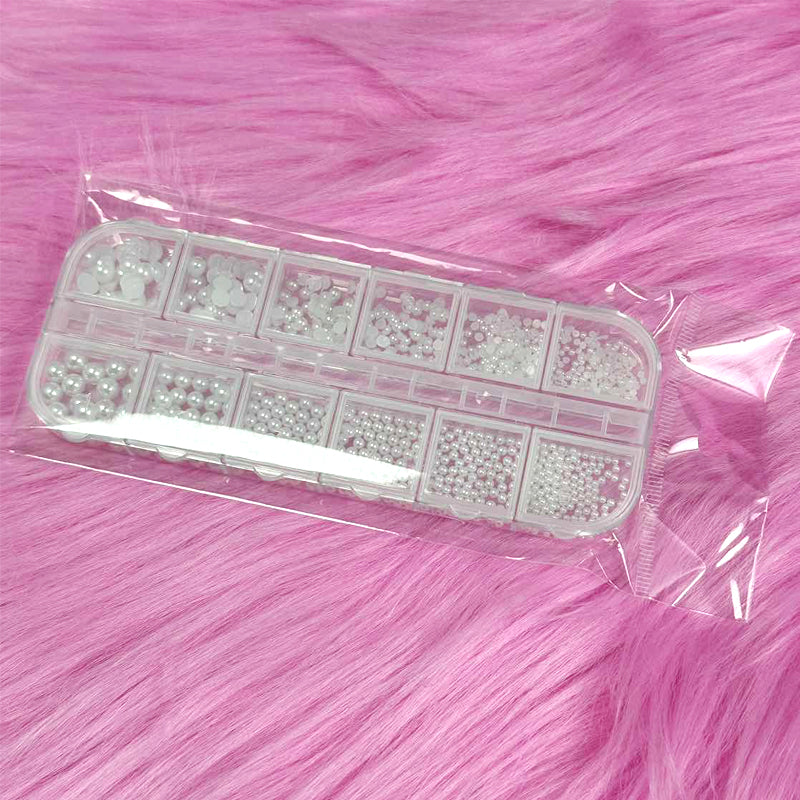 Nail Pearl Charms White