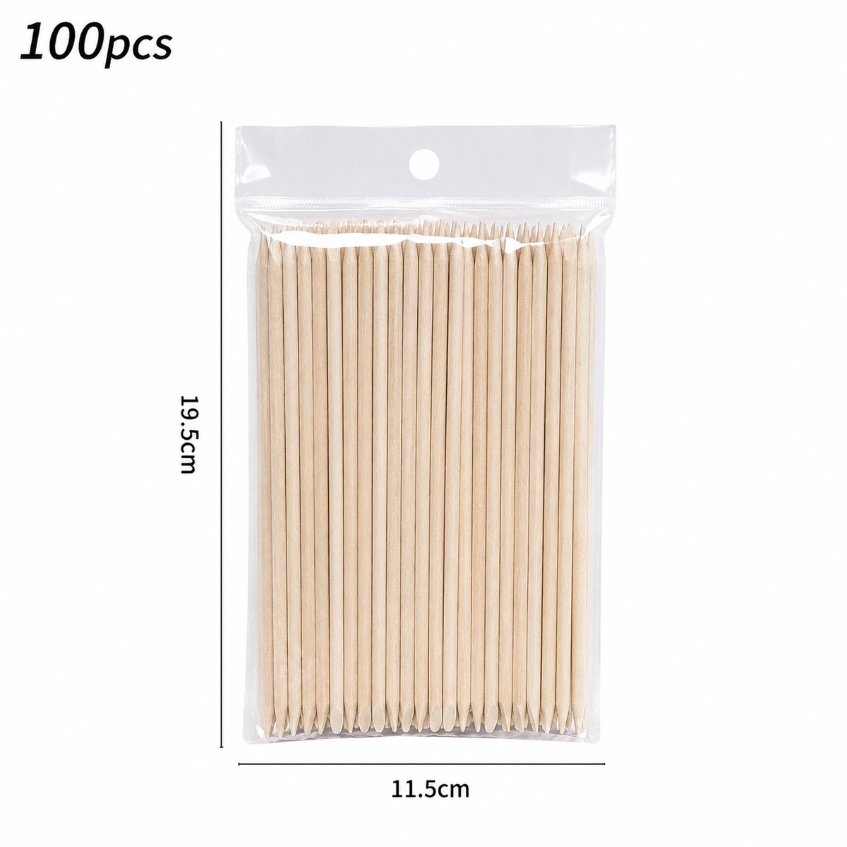 Lot de 100 bâtonnets de manucure en bois (150 mm),