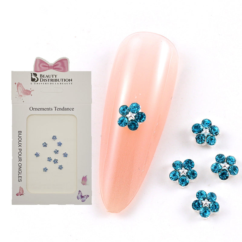 Flower Rhinestone Bleu