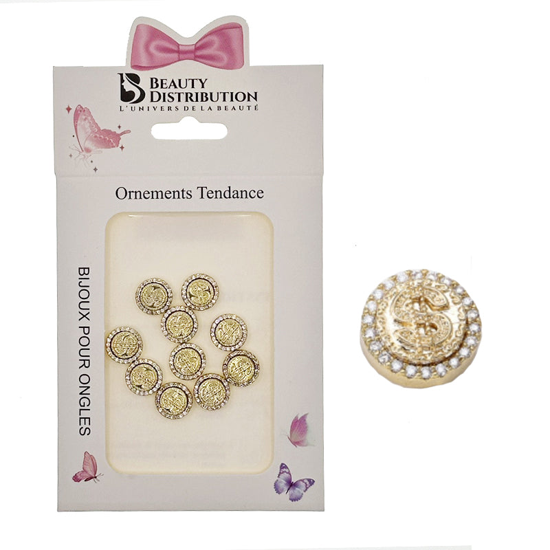 Dollars Nail Rhinestone Gold