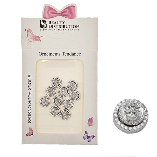 Dollars Nail Rhinestone Silver