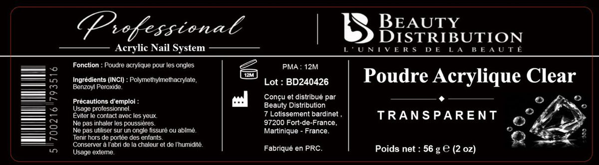 POUDRE ACRYLIQUE Clear  56 grammes