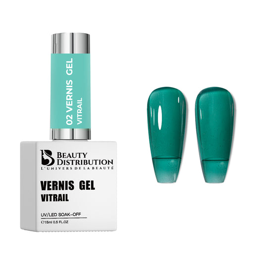 Vernis Gel UV/LED Vitrail Vert Émeraude N°02 15ml