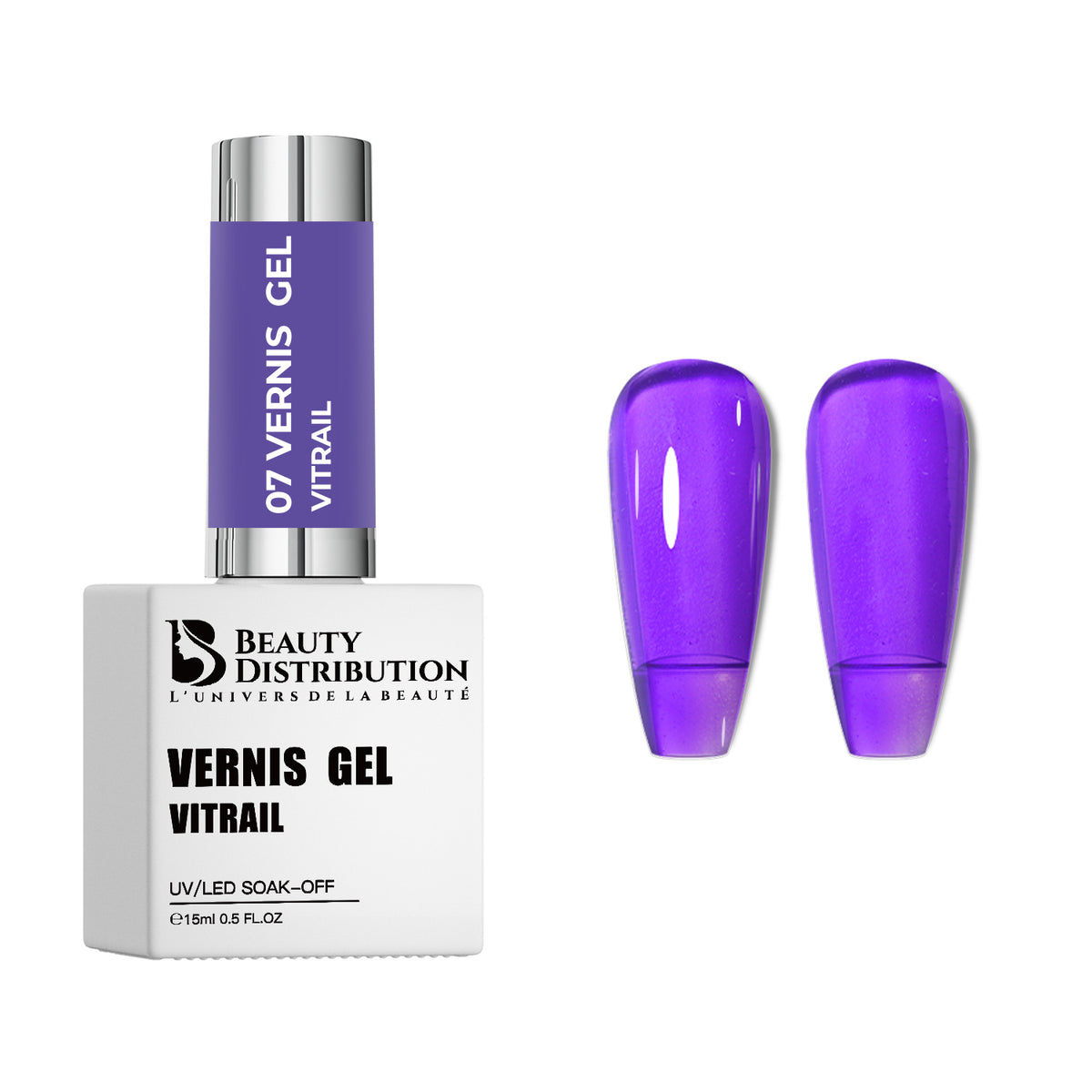 Vernis Gel UV/LED Vitrail Violet N°07 15ml